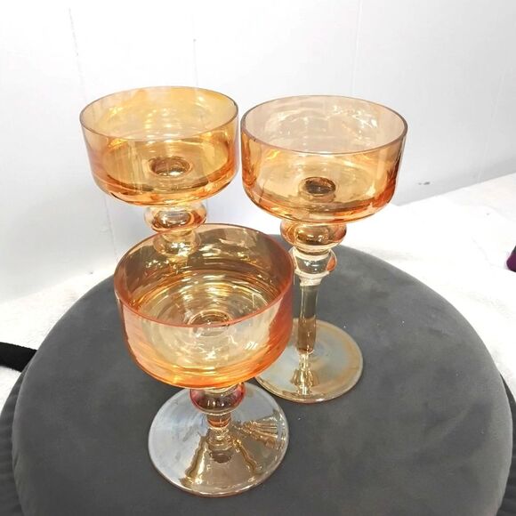 Set of 3 amber candle stands - Picture 1 of 5